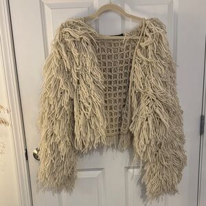 Nasty Gal Cream Open-Knit Sweater